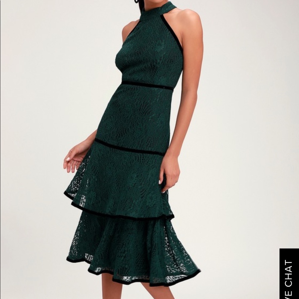 Lulus dark green formal dress from current season!